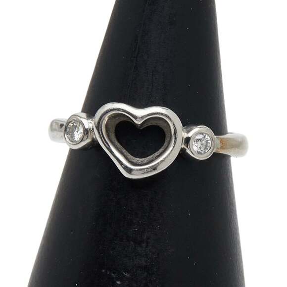 TIFFANY Authentic Silver Diamond Heart Ring